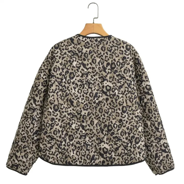 Gesteppte Jacke mit Leopardenmuster für Damen