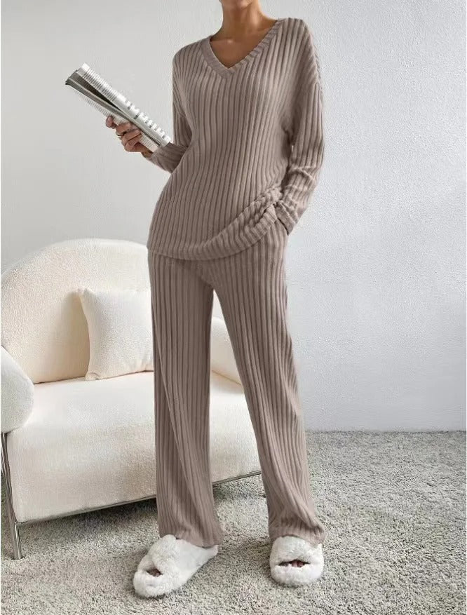 Damen Strick-Set Strick Winter V-Ausschnitt