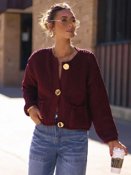Damen Vintage Pullover Strickjacke
