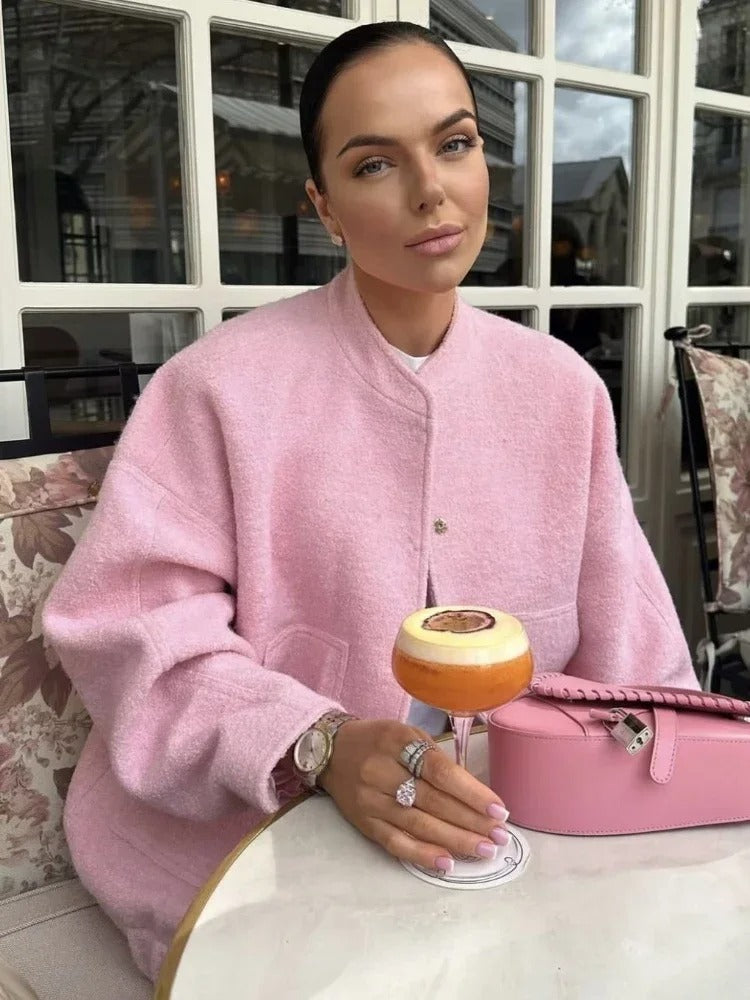 Tweed Oversized Bomberjacke für Damen