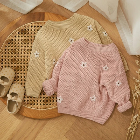 Blumenstrickpullover für Kinder