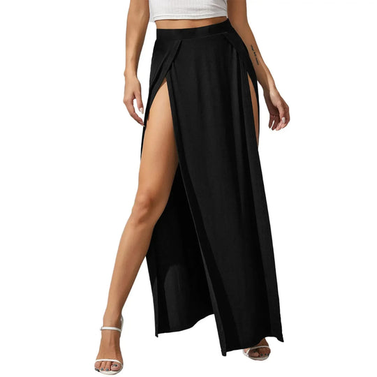 Damenrock mit hoher Taille und doppeltem Schlitz