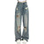 Zerrissene Damenjeans mit hoher Taille