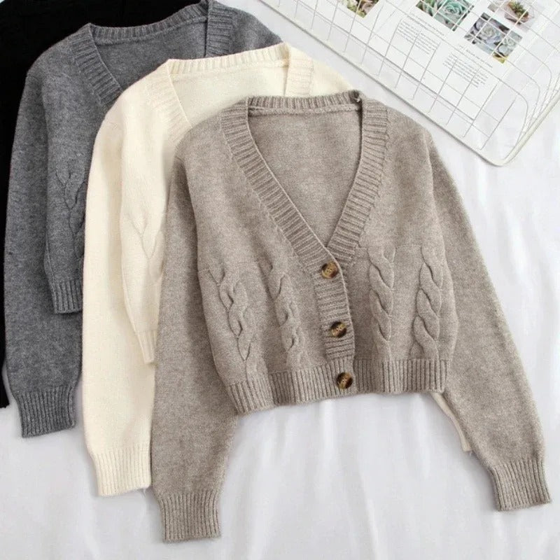 Strickjacke mit V-Ausschnitt für Damen