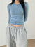Damen Slim Fit Rundhalsausschnitt Tops