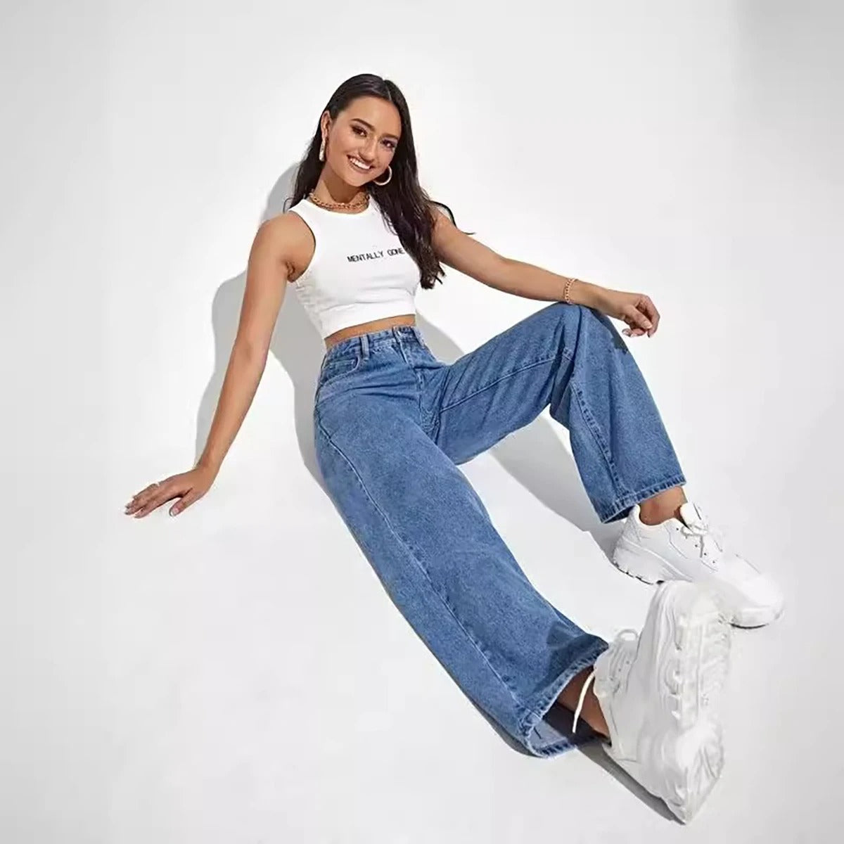 Weite Denim-Jeans für Frauen