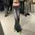 Denim-Hose mit niedriger Taille und Blumendruck