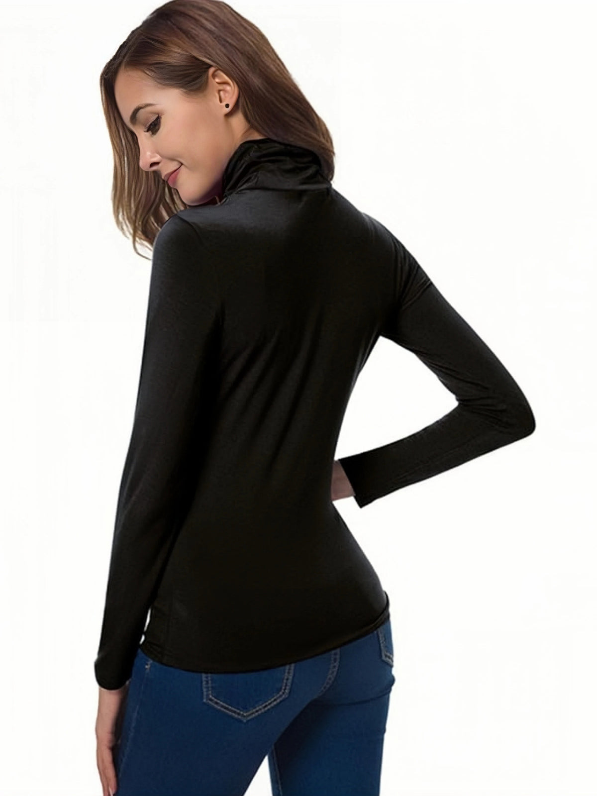 Weiches Damen-T-Shirt mit Rollkragen