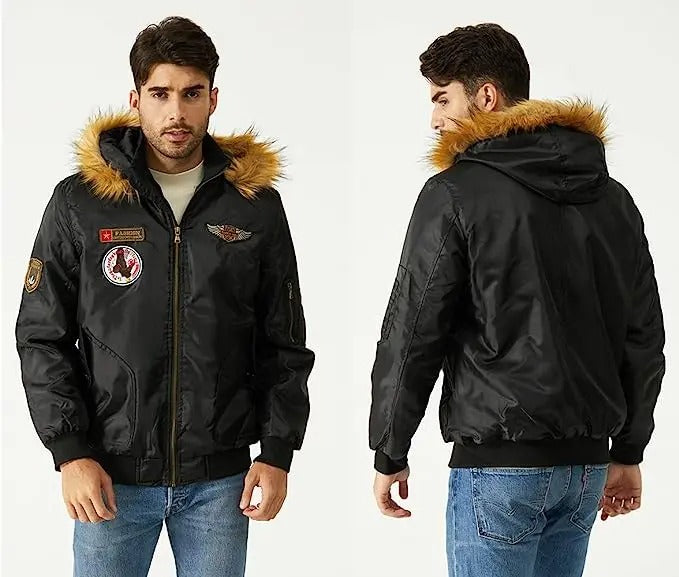 Bomberjacke aus dickem Plüsch für Männer