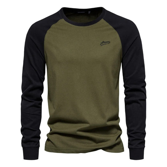 Langärmeliges Patchwork-T-Shirt für Männer