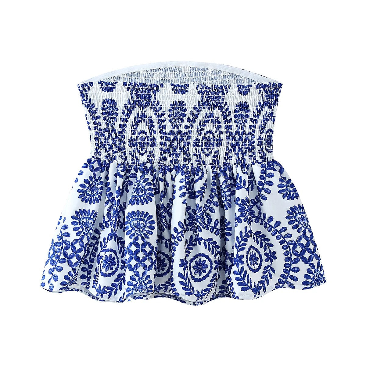 Bauchfreies Oberteil mit Blumenmuster und Rüschen