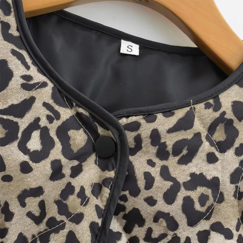Gesteppte Jacke mit Leopardenmuster für Damen