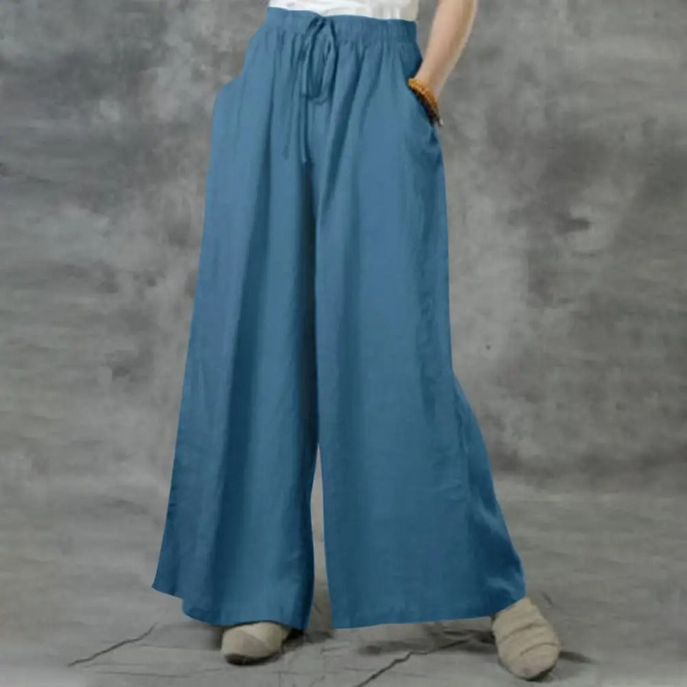 Lässige gerade Hose mit weitem Bein für Damen
