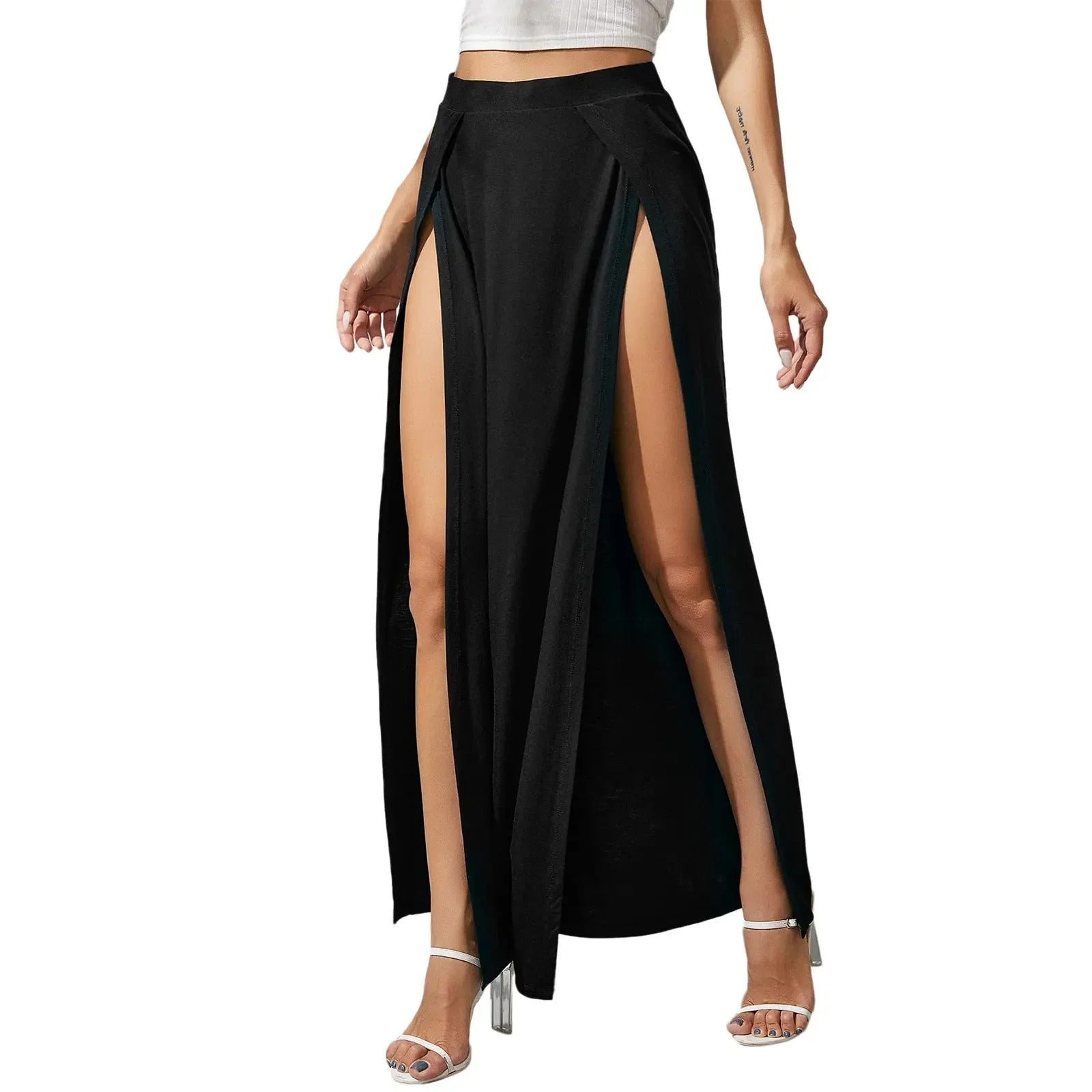 Damenrock mit hoher Taille und doppeltem Schlitz