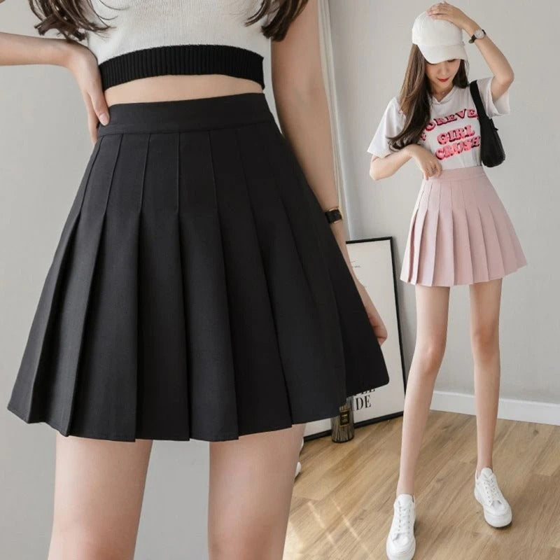 Women's skirt with high waist and pleat