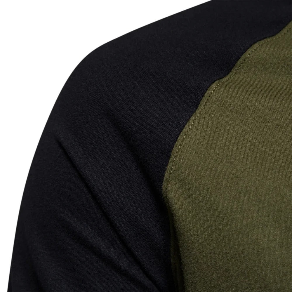 Langärmeliges Patchwork-T-Shirt für Männer