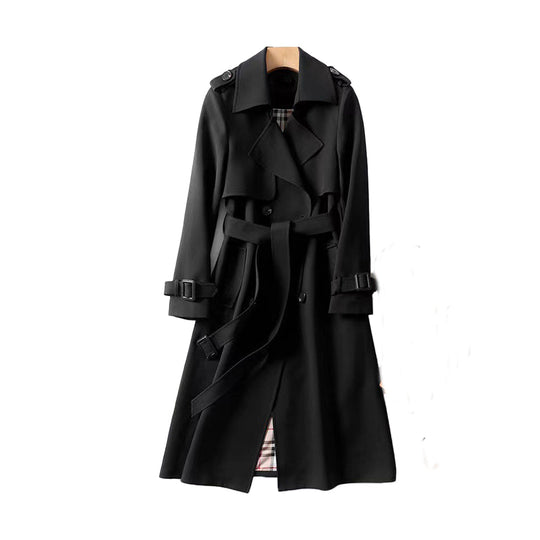 Damen Trenchcoat mit Doppelreihenknöpfen und Gürtel, Klassischer Stil aus Hochwertigem Stoff 2