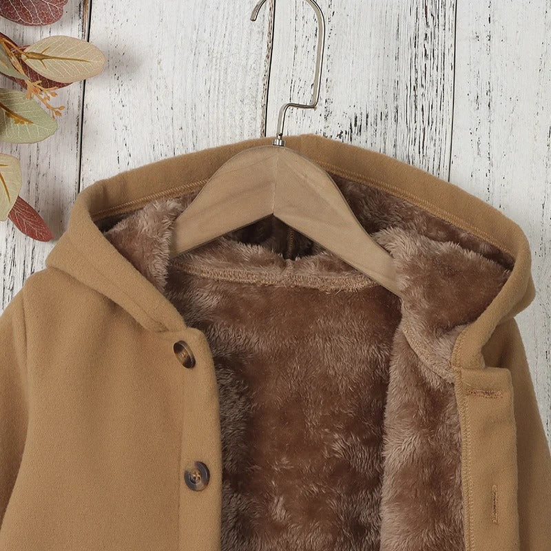 Dickere Fleecejacke für Kinder mit Kapuze