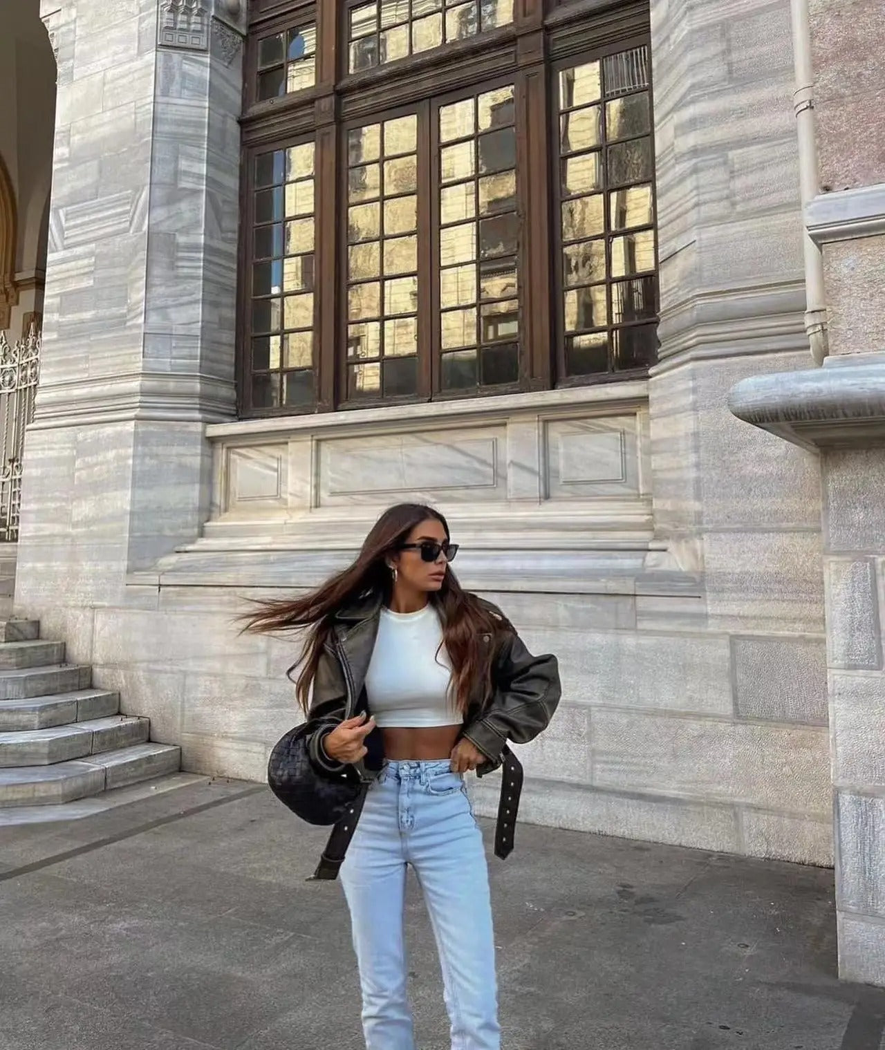 Vintage Leder Damenjacke