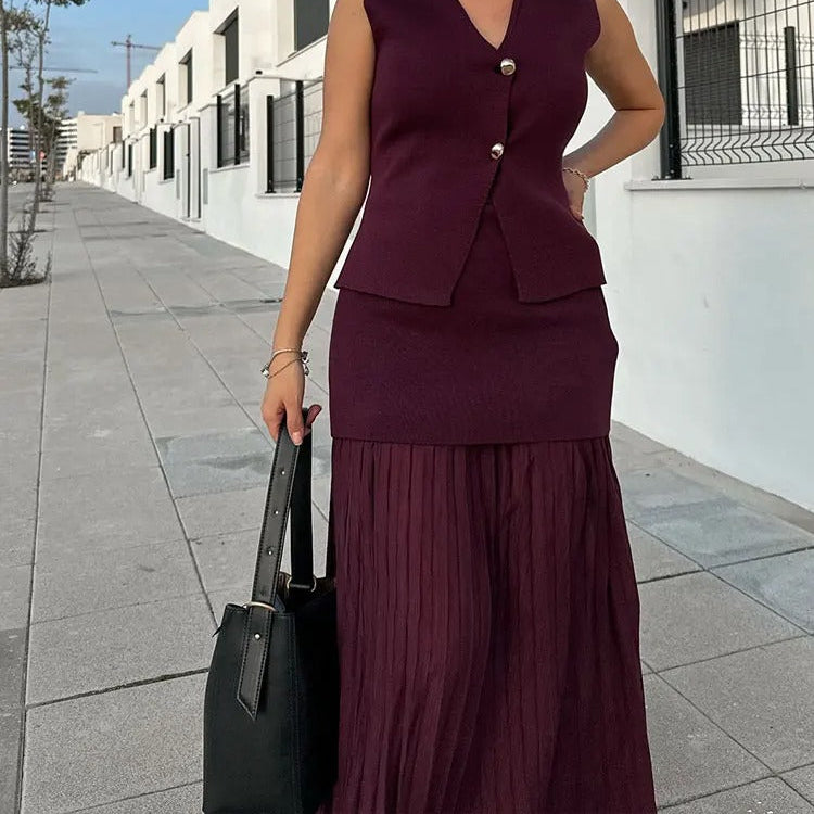 Damen Midirock mit Falten und seitlichem Reißverschluss