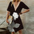 Damen V-Ausschnitt Bedrucktes Sommerkleid