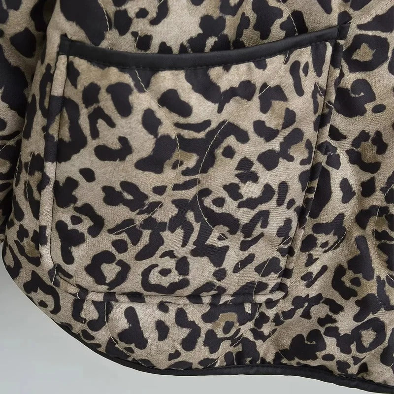Gesteppte Jacke mit Leopardenmuster für Damen