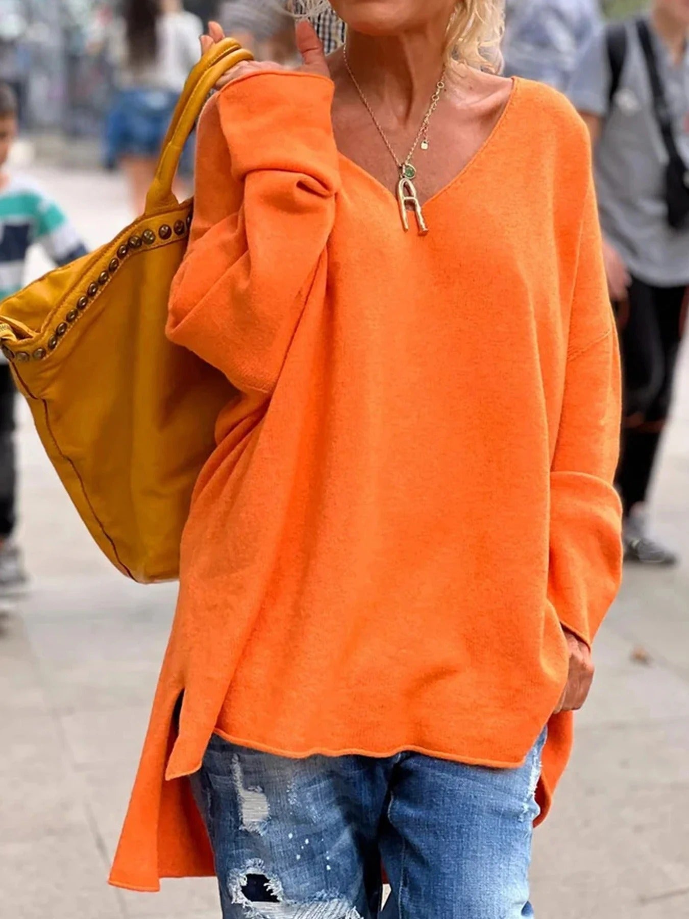 Strickpullover mit V-Ausschnitt für Damen