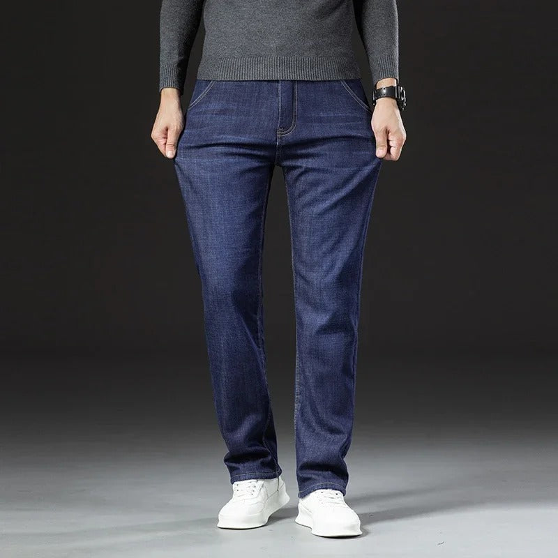 Herrenhose mit geradem Bein Lambswool Denim
