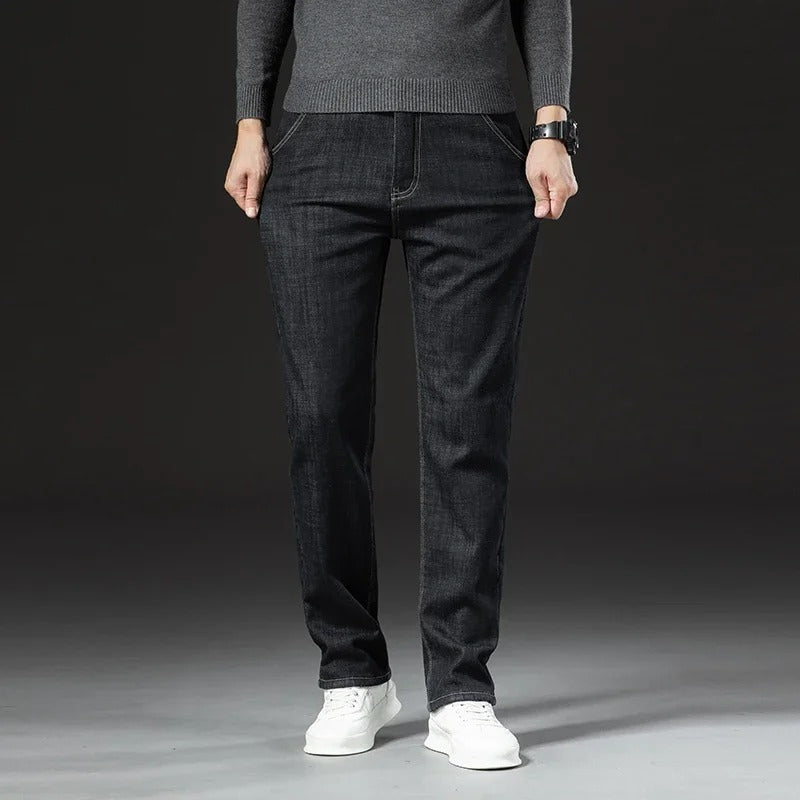 Herrenhose mit geradem Bein Lambswool Denim