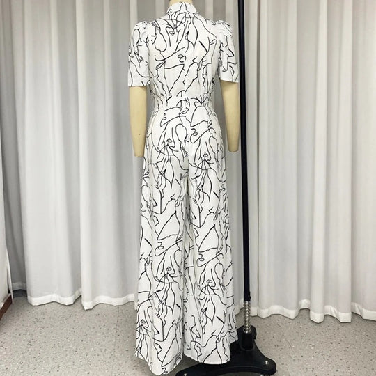 Hose mit weitem Bein und Kunstmuster im Neckholder-Stil