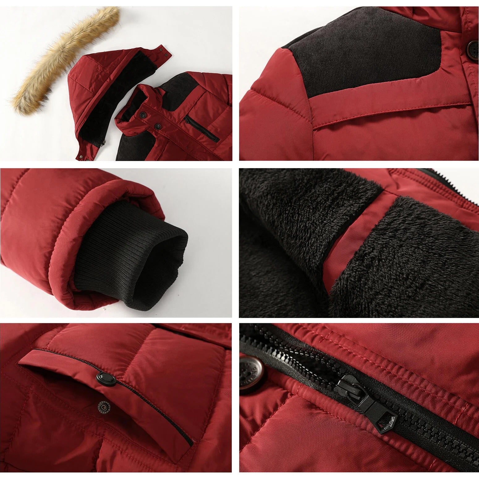 Herren-Parka aus Fleece-Daunen-Baumwolle