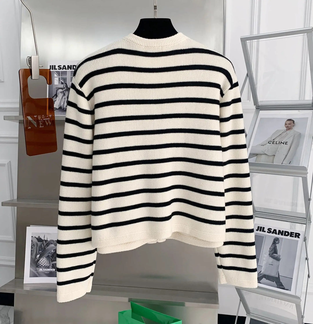 Gestreifte Damen-Strickjacke