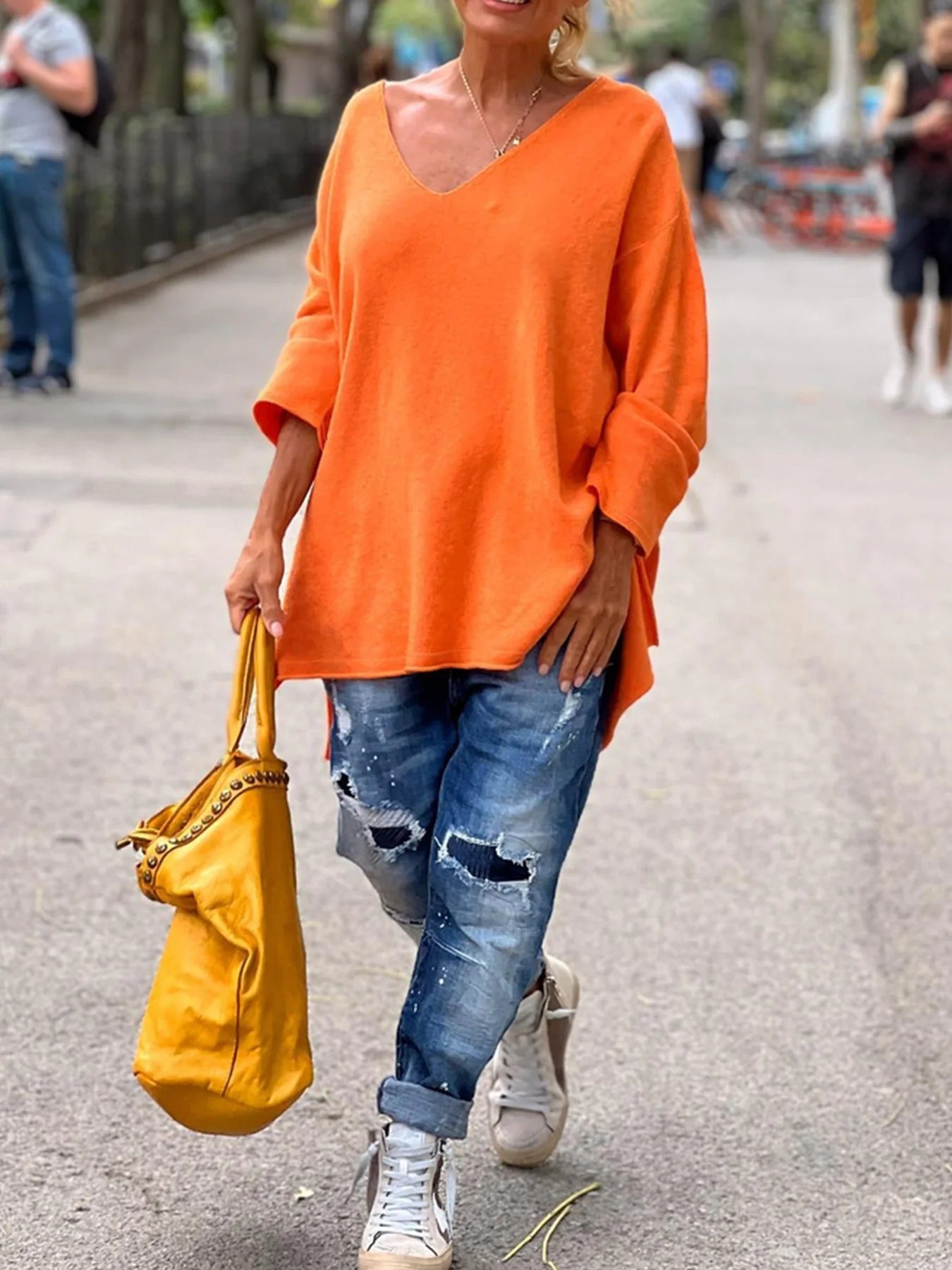 Strickpullover mit V-Ausschnitt für Damen