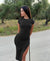Damenkleid mit Seitenschlitz und kurzen Ärmeln