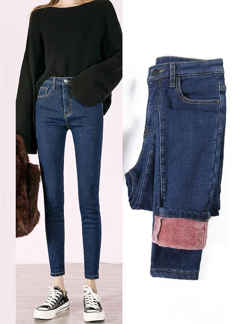 Retro Thermo Skinny Jeans für Frauen
