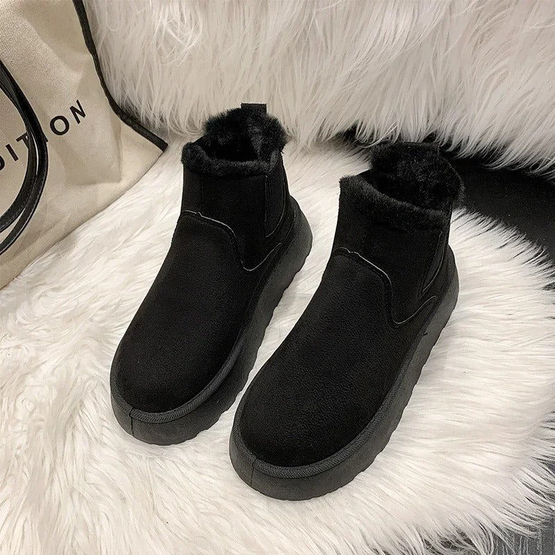 Pelzplüsch-Stiefeletten für Frauen