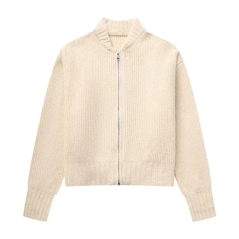 Damen-Strickpullover mit Reißverschluss