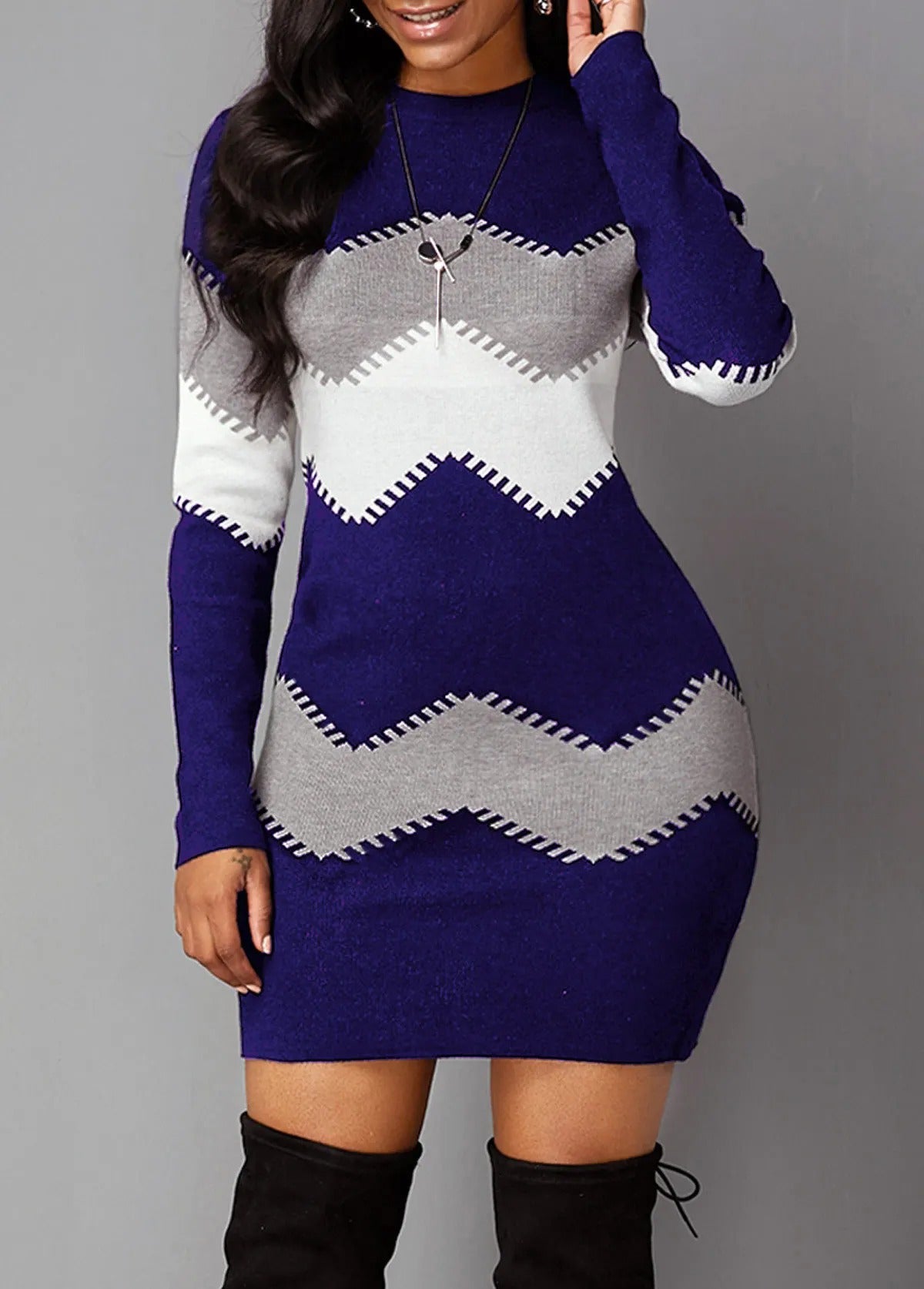 Damen Vintage Streifen Boho Kleid