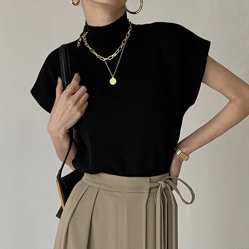 Strickoberteil mit kurzen Ärmeln für Frauen