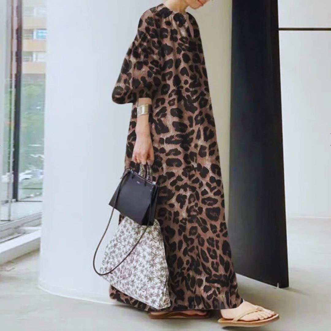 Leopardenmuster Maxikleid für Frauen