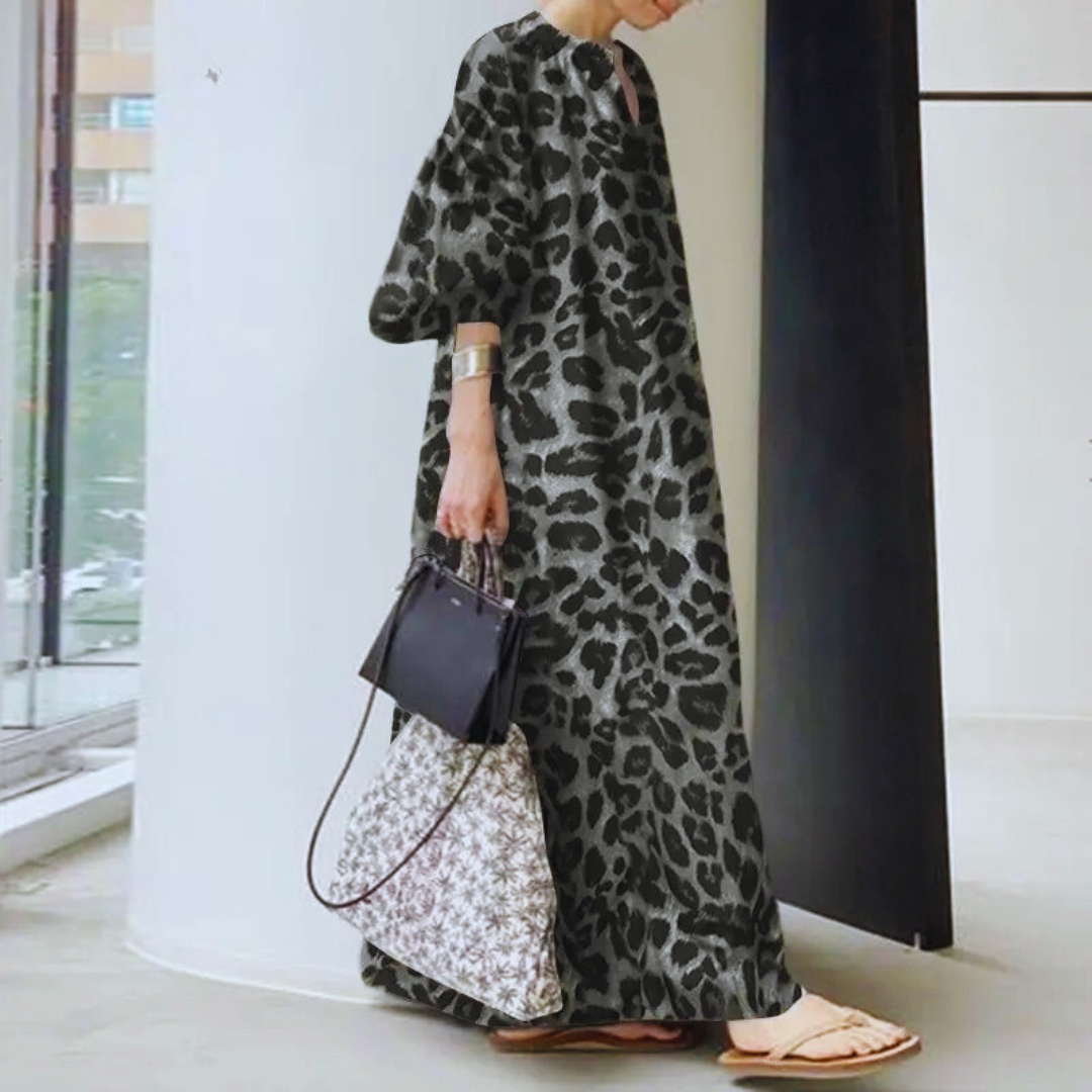 Leopardenmuster Maxikleid für Frauen