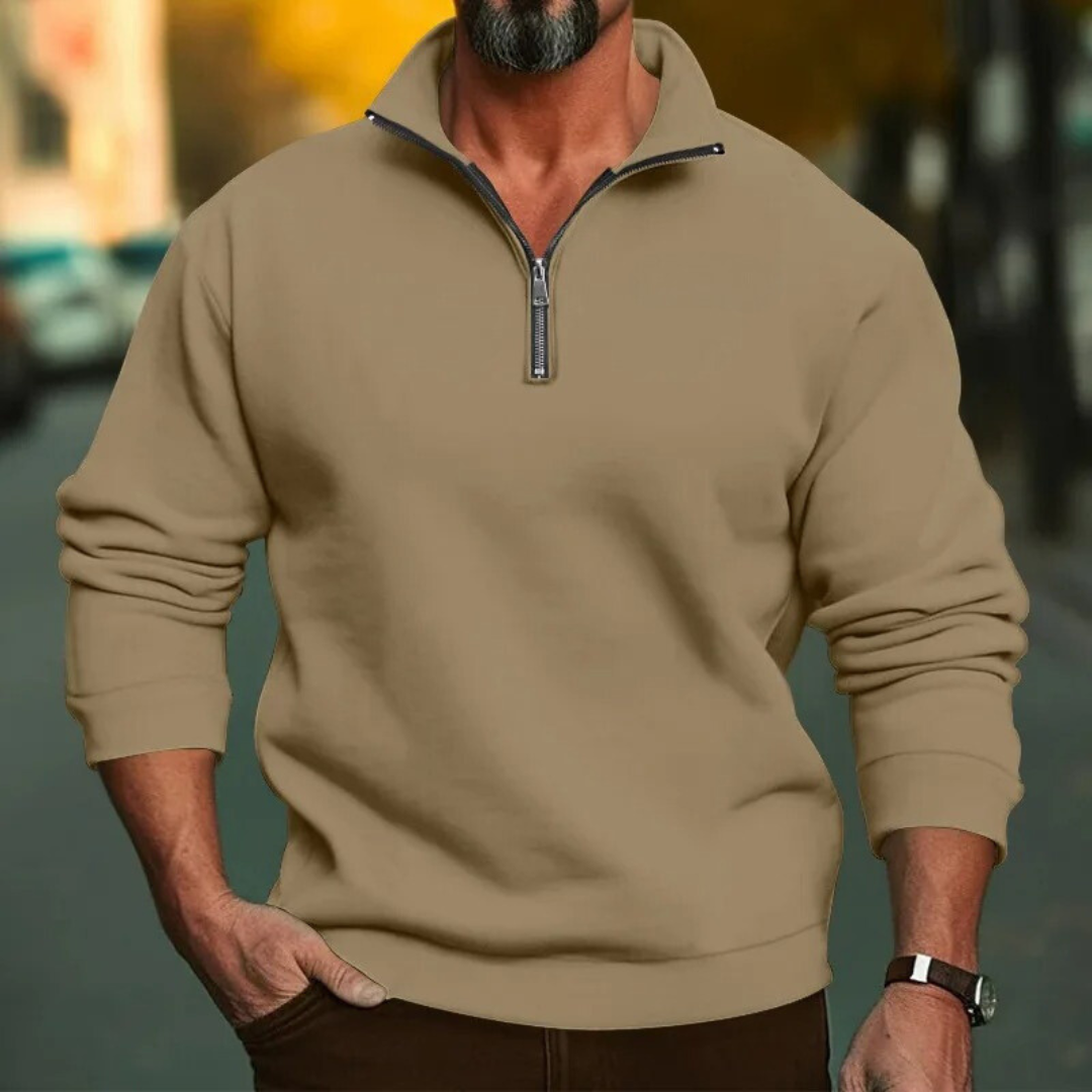 Herren-Sweatshirt mit halbem Reißverschluss und Stehkragen