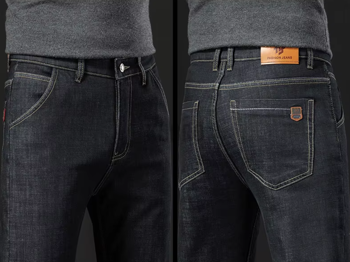 Herrenhose mit geradem Bein Lambswool Denim