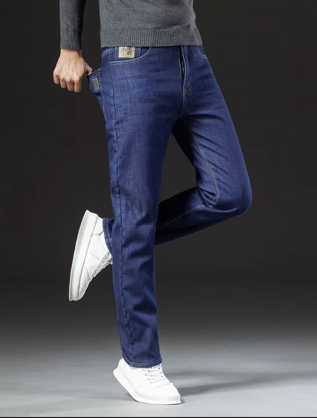 Herrenhose mit geradem Bein Lambswool Denim