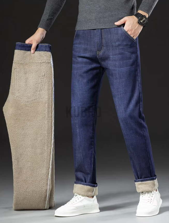 Herrenhose mit geradem Bein Lambswool Denim