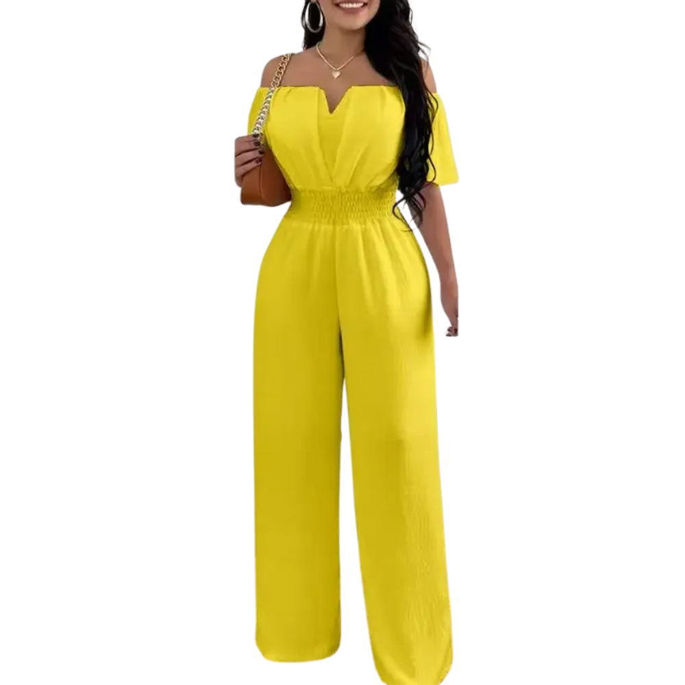 Schulterfreier Damen-Overall mit weitem Bein