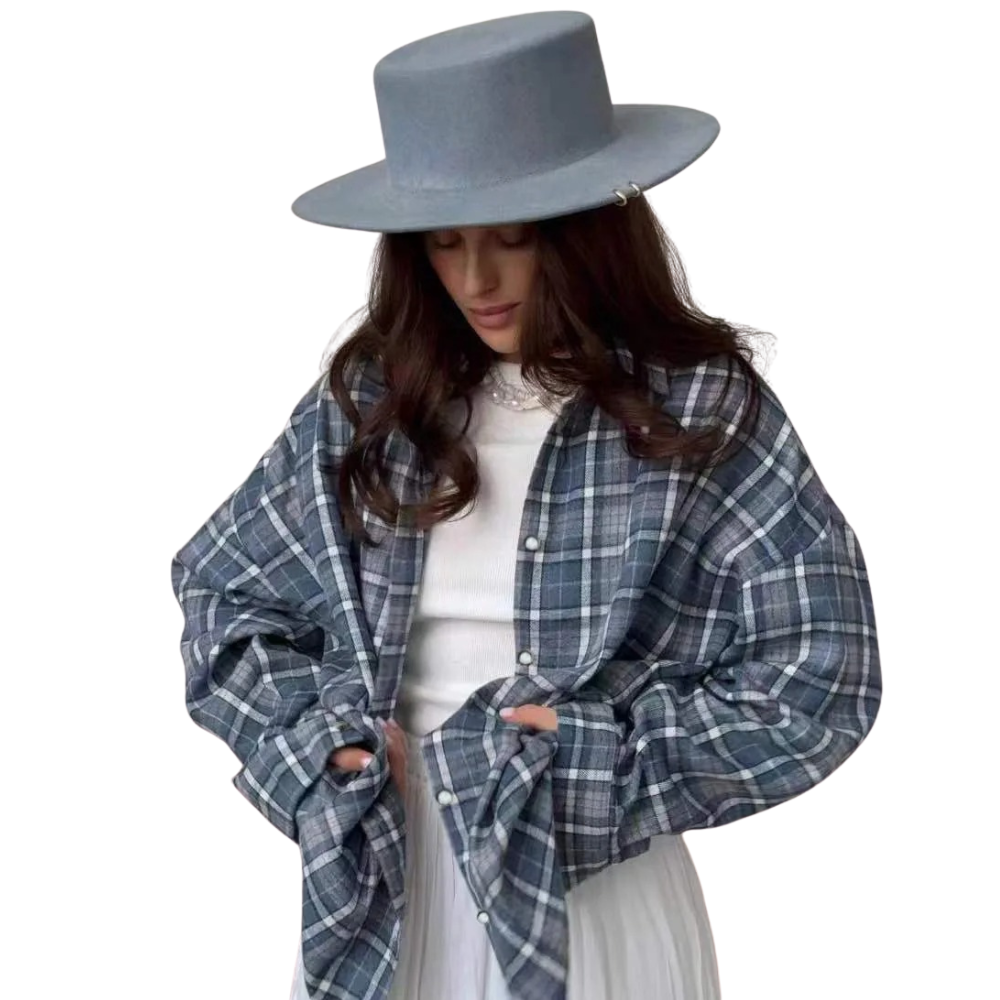 Übergroßes Damenhemd mit langen Ärmeln und Karomuster