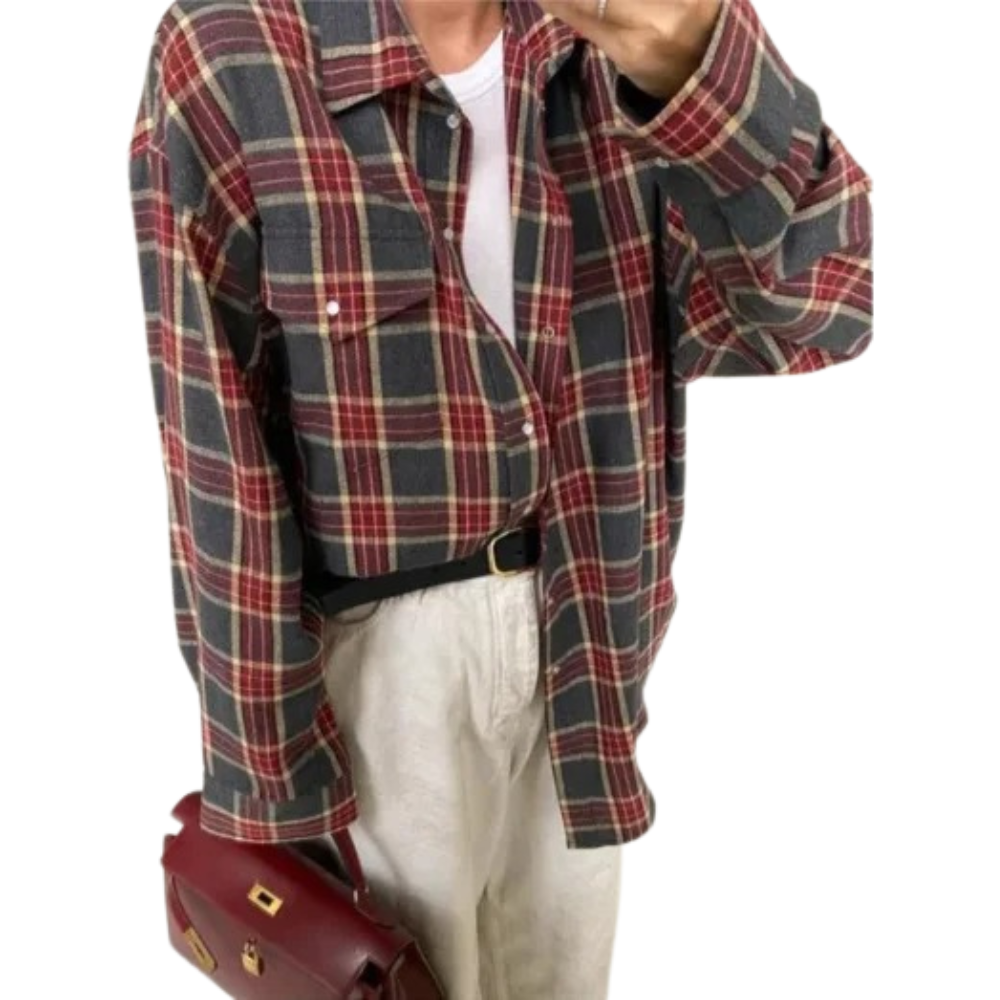 Übergroßes Damenhemd mit langen Ärmeln und Karomuster