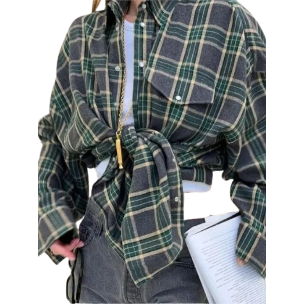 Übergroßes Damenhemd mit langen Ärmeln und Karomuster