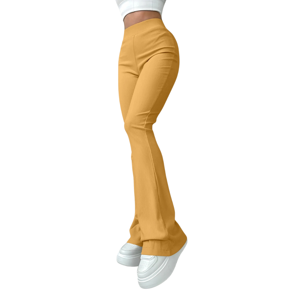 Gerippte Damenhose mit hoher Taille